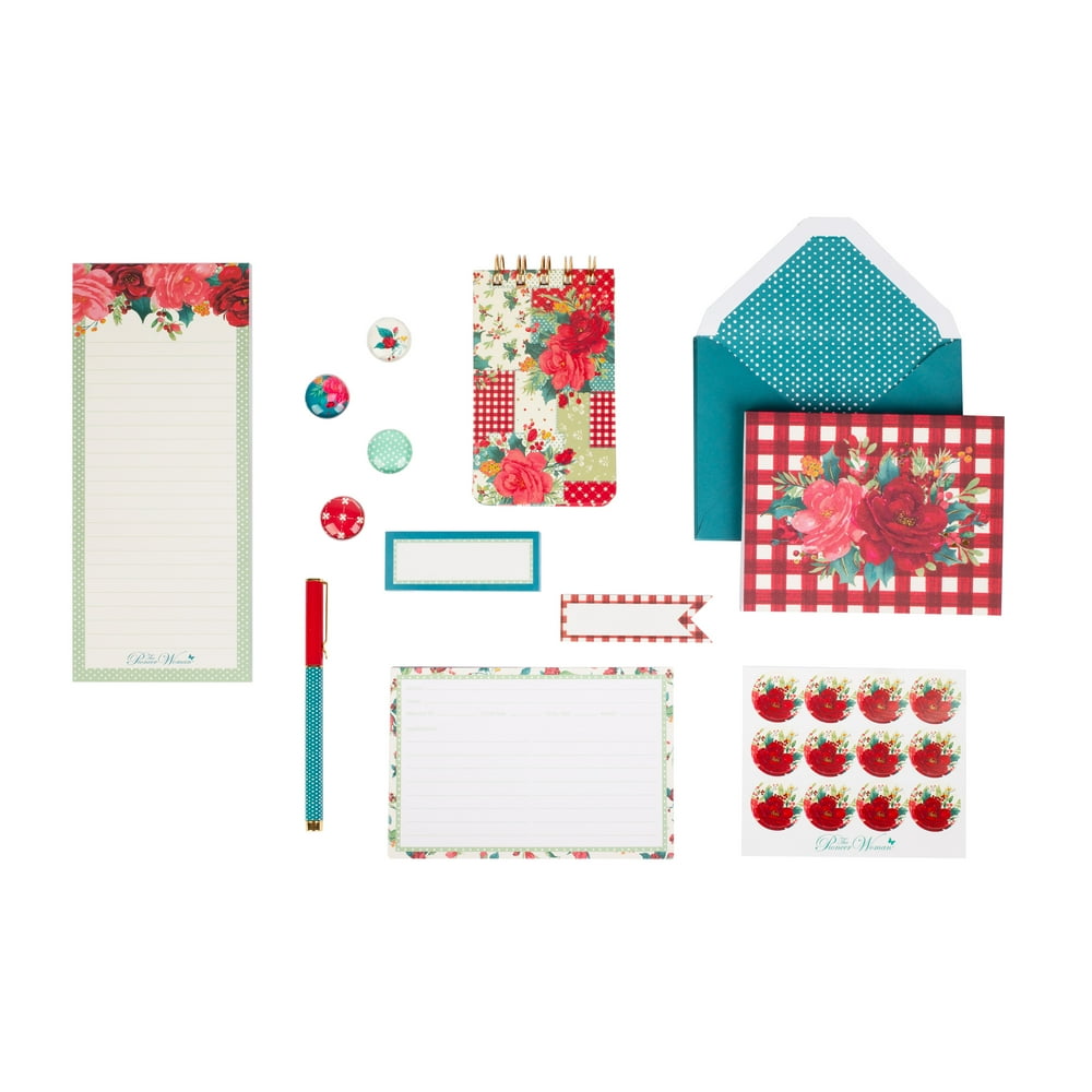 The Pioneer Woman 55Piece Stationery Gift Set, Cheerful Rose Patchwork