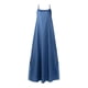thumbnail image 5 of Vestido largo ajustable de denim azul clásico para mujer: diseño con tirantes, tejido elástico, adecuado para ocasiones diarias/formales, varias tallas, 5 of 5
