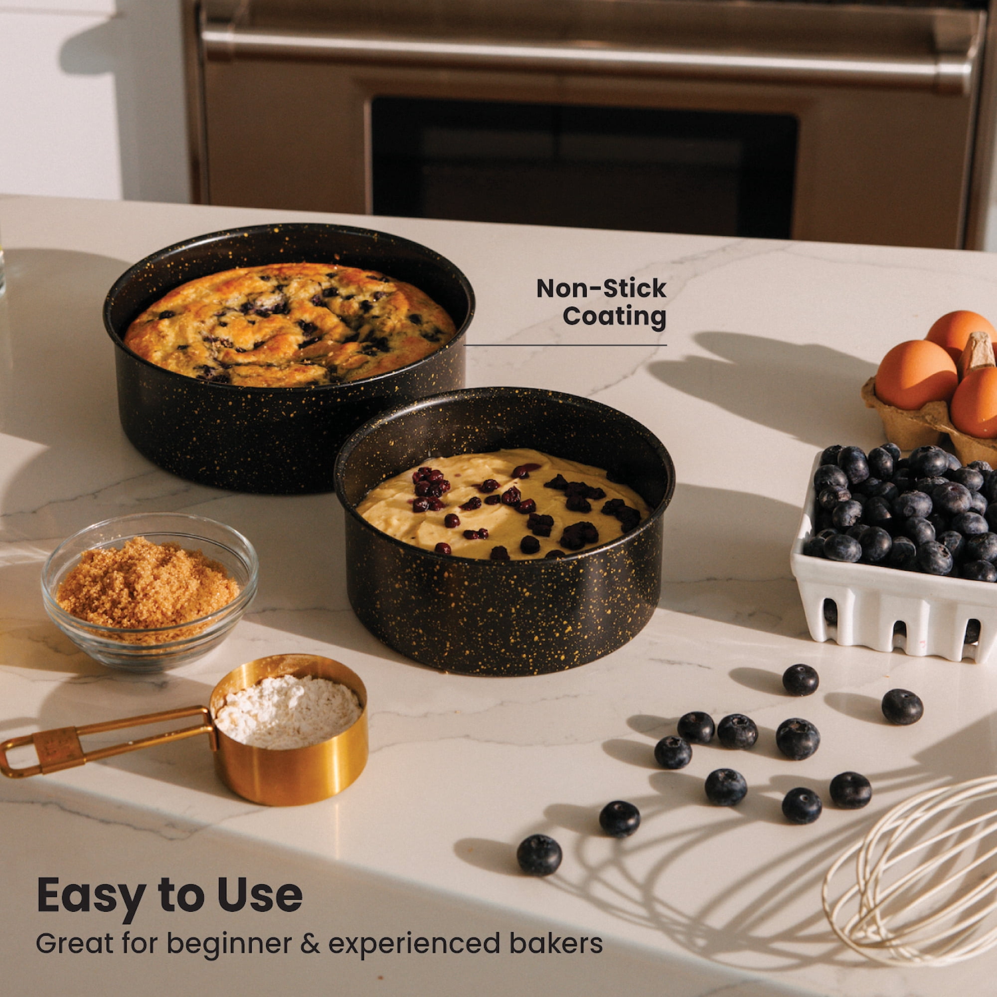 Thyme & Table 2-Piece 8" & 9", Non-Stick Round Cake Pan Set - Black