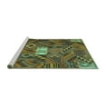 thumbnail image 2 of Ahgly Company Machine Washable Indoor Square Patchwork Turquoise Blue Transitional Area Rugs, 8' Square, 2 of 4