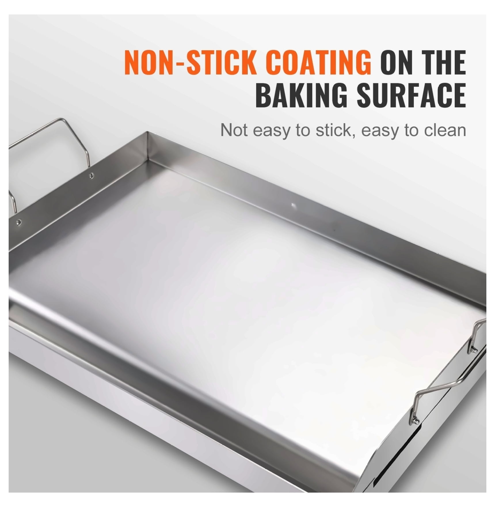 Stovetop Griddle 23.5x16 Inch, Stainless Steel Double Burner Griddle Pan, Non-Stick Family Cookware with Handles, Oil Groove for Gas Grills, BBQ