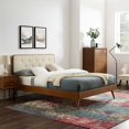 thumbnail image 2 of Platform Bed Frame, Twin Size, Wood, Brown Walnut Beige, Modern Contemporary Urban Design, Bedroom Master Guest Suite, 2 of 10