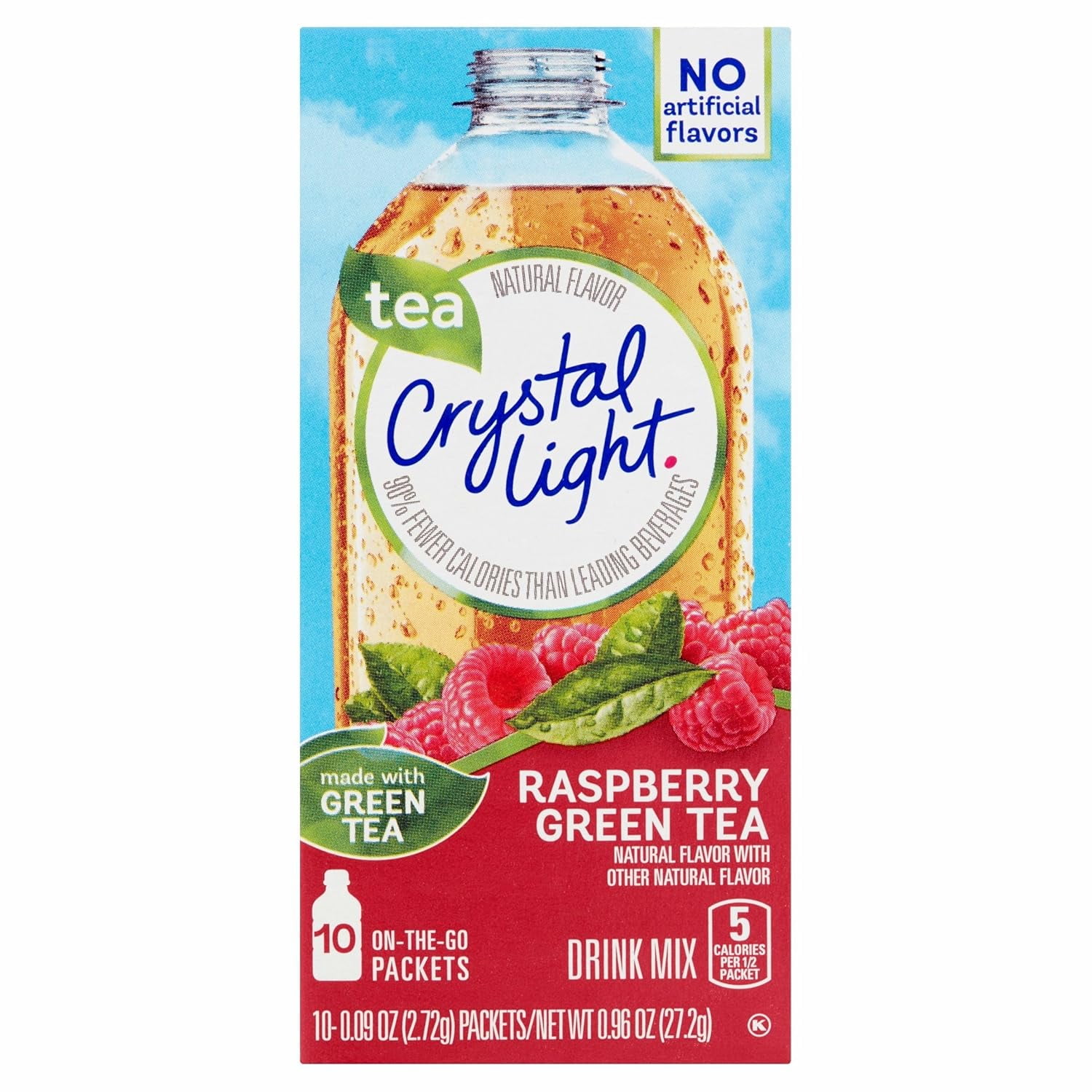 Crystal Light On The Go Raspberry Green Tea, 10-Packet Box, 10 CT (Pack of 8)