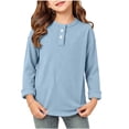 thumbnail image 3 of Loopsun Kids Boys Girls Long Sleeve Shirts 0-11 Years Solid Ribbed Round Neck Fall Layering Tops, 3 of 5