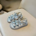 thumbnail image 2 of Viluyesy Girls' Bow Accent Sandals Princess-Style Open-Toe Beach Shoes for Summer, Lightweight Casual Sandals for Toddlers and Kids Silver Size 3.5, 2 of 9