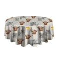 thumbnail image 5 of White Highland Cow Flower Bathtub Pattern Round Tablecloth 60"x60",Wrinkle Wipeable Table Cloth for Kitchen Dining Room Picnic Patio Party, 5 of 6