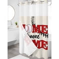 thumbnail image 3 of No Hook Shower Curtain with Snap-in Liner, White Red Baseball Waterproof Fabric Bathroom Curtains, Modern Art Funny Words Bath Curtains & Mesh Top Window Stand Up Stall 36"x72", 3 of 9