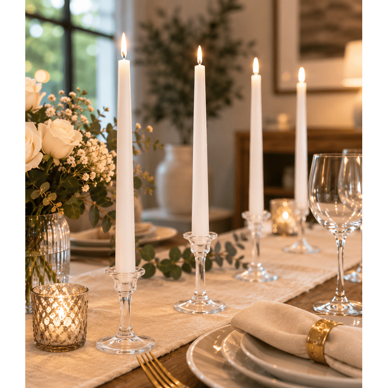 Hyoola 10" White Dripless Taper Candles, 12 Pack photo 6