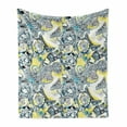 thumbnail image 1 of Mandala Soft Flannel Fleece Throw Blanket, Floral Mandala Ornamental Vintage Blooming Flowers Foliage Leaves Garden Themed, Cozy Plush for Indoor and Outdoor Use, 50" x 60", Yellow Blue, by Ambesonne, 1 of 6