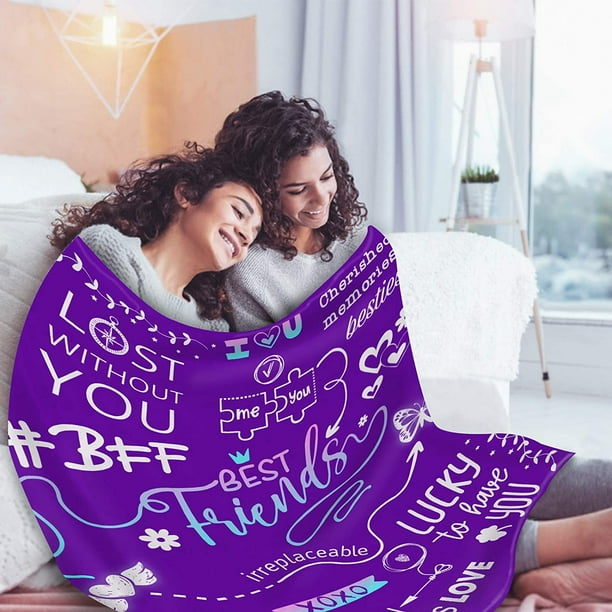 Best Friend Blanket Personalized Friendship Gifts Soft Throw Blanket for Women Teen Girls Purple Bestfriend BFF Quotes Flannel Fleece Blankets and Throws for Sister Bestie 50 x60 Walmart