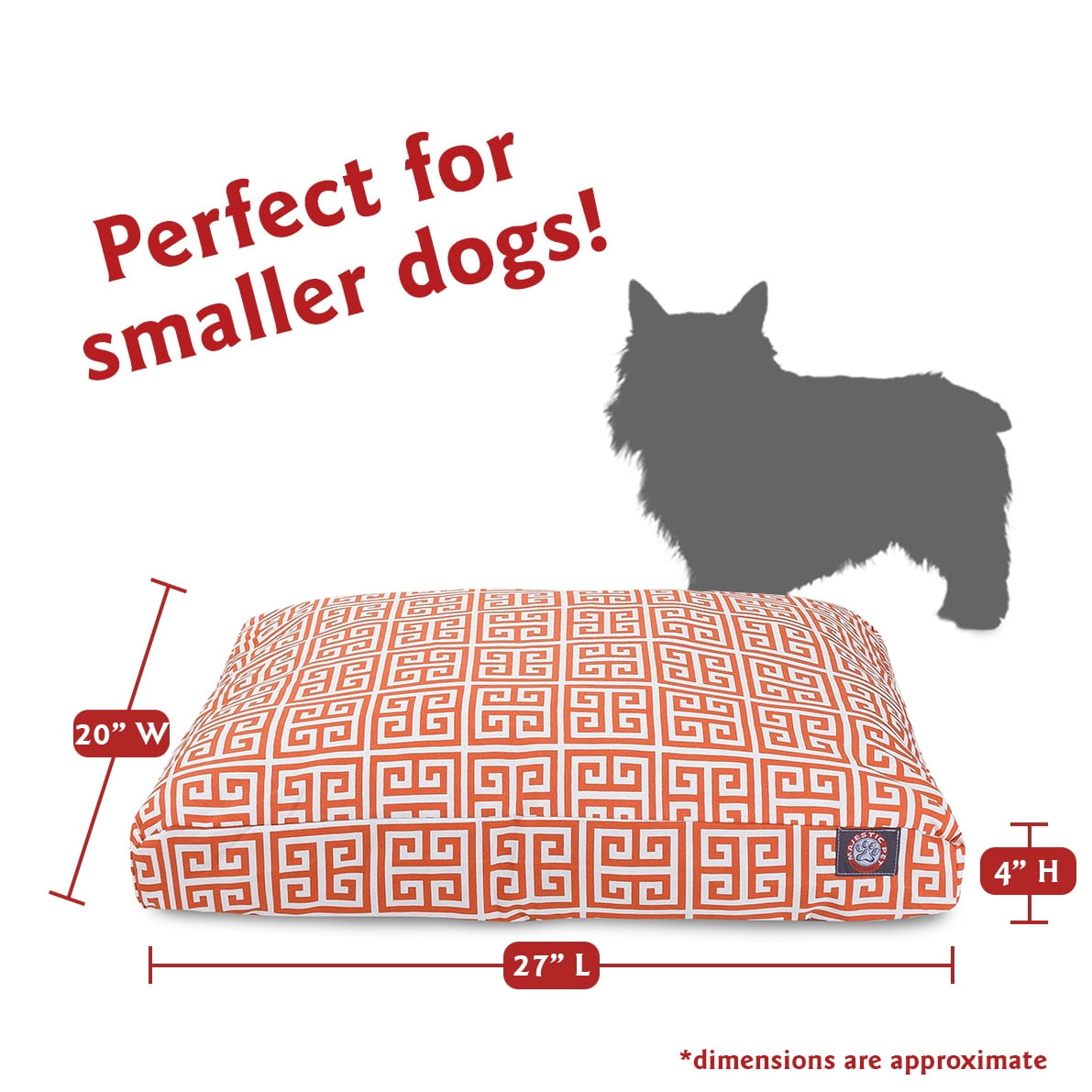 Majestic Pet | Towers Rectangle Pet Bed For Dogs, Removable Cover, Orange, Small