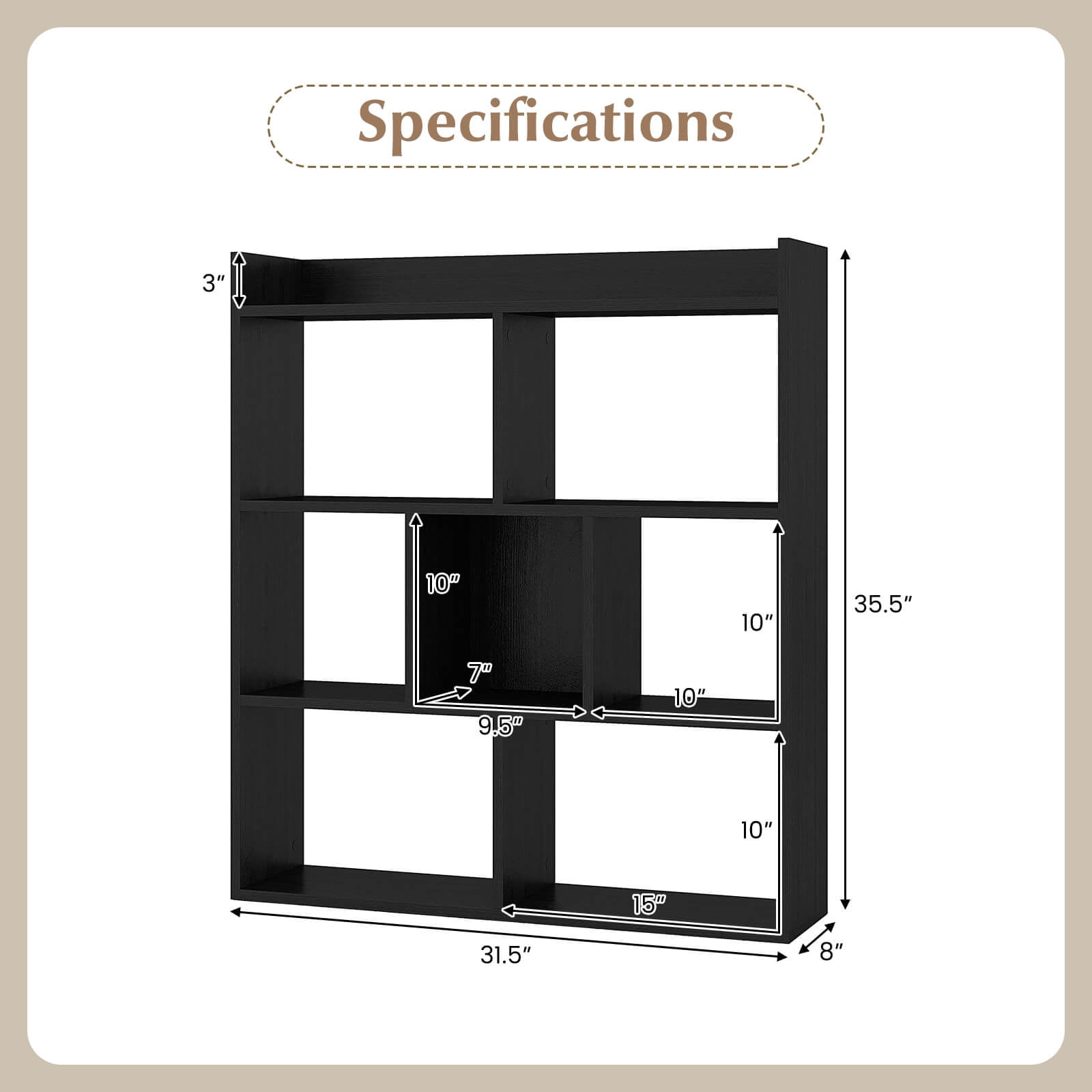 Costway 2 PCS 7-cube Bookcase Open Storage Shelf with Anti-tipping Kits for Living Room Black
