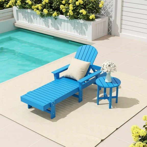 WestinTrends Dylan 2 Piece Adirondack Reclining Chaise Lounge With Arms, Pacific Blue