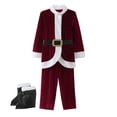 thumbnail image 1 of Disfraz de Papá Noel para niños, traje de Papá Noel para niños, conjunto completo de 5 piezas, vestido de fiesta, sombrero, cinturón, trajes para niños, Navidad, Halloween, cosplay, rojo, 3 a 4 años, 1 of 4