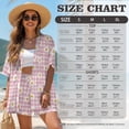 thumbnail image 7 of FKEKYI Women's Short Set 2 Piece Summer Outfits Open Front Shirt Top & Shorts with Elastic Waistband Daisy Flower Pink Plaid Print Soft Beachwear Causal Lounge Set Resort Wear, L, 7 of 7