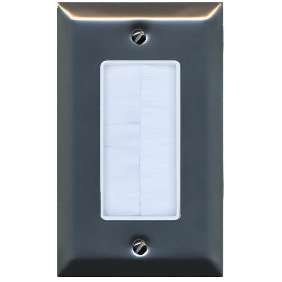 RiteAV 1 Gang Brush Plate Pass Through Decorative Stainless Steel Wall Plate