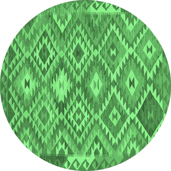 Ahgly Company Indoor Round Southwestern Emerald Green Country Area Rugs, 4' Round