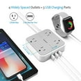thumbnail image 4 of Power Strip with USB Ports, TESSAN Mountable Flat Plug Extension Cord with 4 Widely Spaced Outlets, 3 USB Charger 5 FT Power Cord, Compact Size Charging Station for Travel, Cruise Ship Essentials, 4 of 7