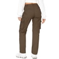 thumbnail image 2 of TRGPSG Women's Relaxed Fit Cargo Pants Outdoor Sport Hiking Pants Casual Pants Parachute Pants with Zipper Pockets,Brown,Size 18, 2 of 6