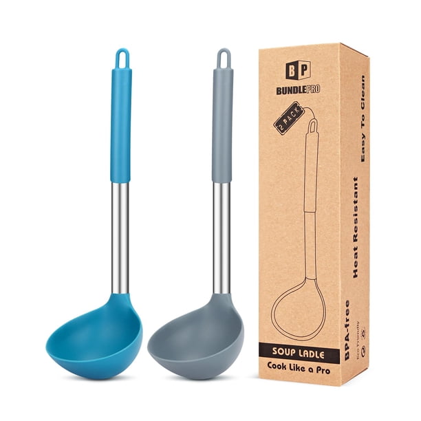 Ladle Spoon Bundlepro, paquete de 2 unidades, silicona, muy resistentes al calor