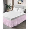 thumbnail image 4 of Pink White Stripe Wrap Around Bed Skirts for Queen Bed 18" Drop,Bed Skirt with Adjustable Elastic Belt Dust Ruffle Bed Valance for Bedroom Hotel Modern Minimalist Geometric Striped Bed Frame Cover, 4 of 7