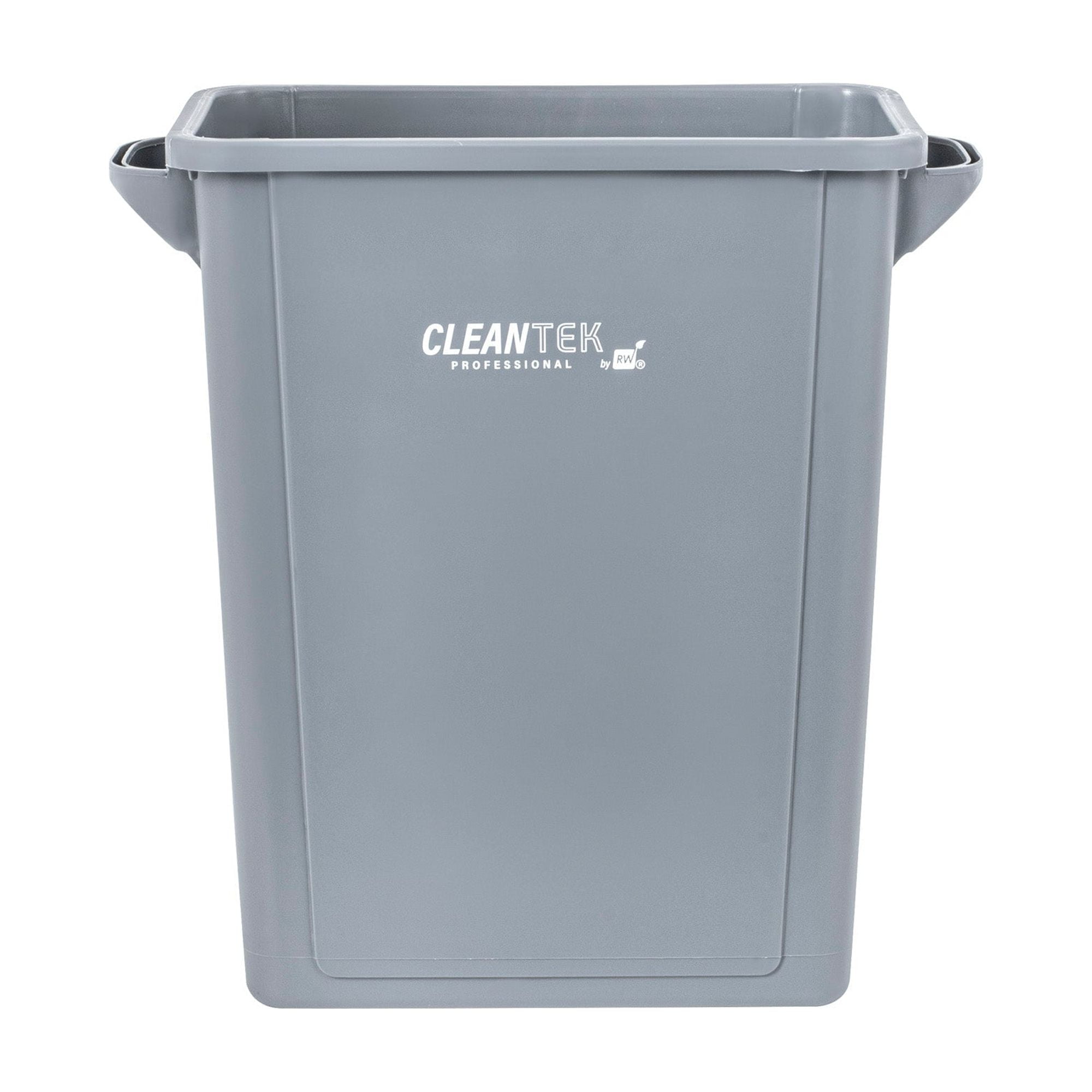 Clean Tek Professional 15 gal Rectangle Gray Plastic Slim Trash Can - with Handles - 24" x 10 3/4" x 24 3/4" - 1 count box