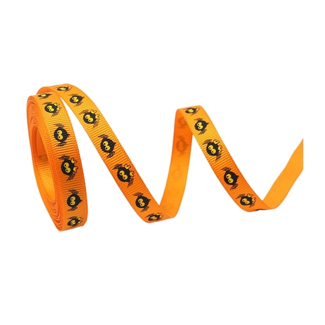Halloween Decorative Ribbon, Skull Candy Corn Letter Print Polyester Ribbon for Party Scene Decoration, Bow Making, Gift Wrapping and DIY Crafts
