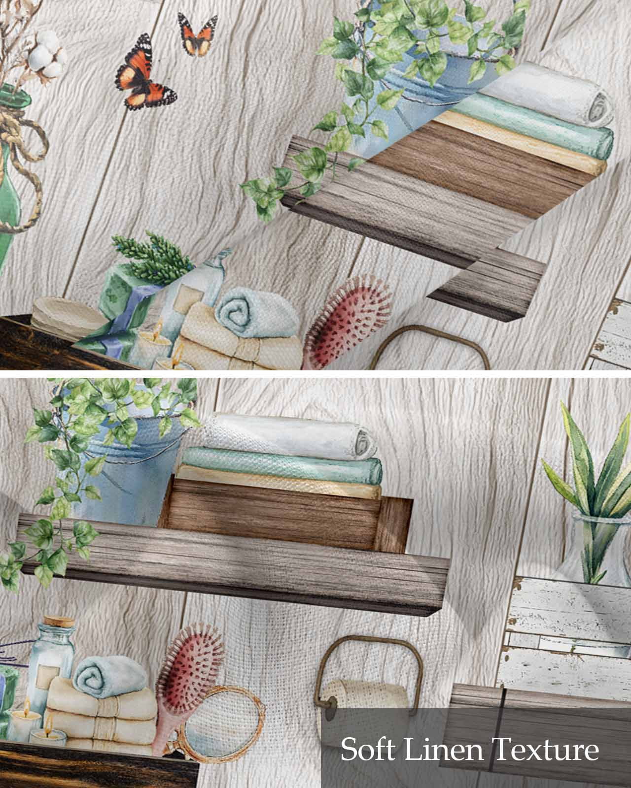 Green Gray Kitchen Valances for Windows Farmhouse Linen Window Valance Curtain for Living Room Window Treatment Farmhouse Summer Botanical Wooden Valance Rod Pocket Topper Drape, 60 x 18 Inch
