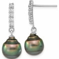 thumbnail image 2 of Sterling Silver Rh 9-10mm Tahitian Saltwater Pearl Cz Ear & Neck Set (17 X 9.5) Made In China -Jewelry By Sweet Pea, 2 of 9