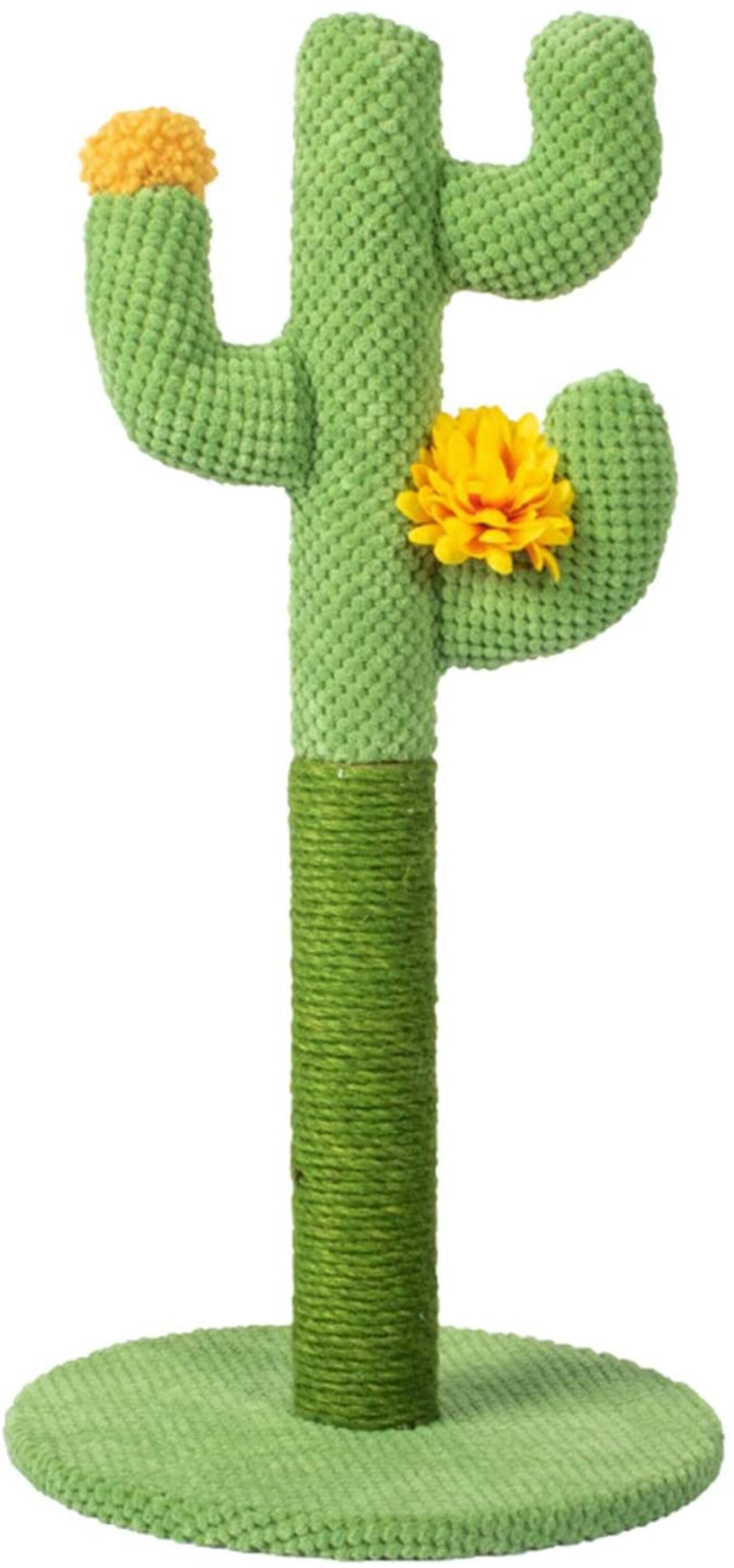 Lovely Caves Cactus Cat Scratching Post with Plush Fabric, Green