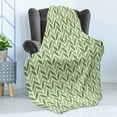 thumbnail image 4 of Retro Soft Flannel Fleece Throw Blanket, Vibrant Diagonal Symmetric Forms Green Spring Leaves Gardening Theme Nature, Cozy Plush for Indoor and Outdoor Use, 50" x 60", Green Pale Green, by Ambesonne, 4 of 5