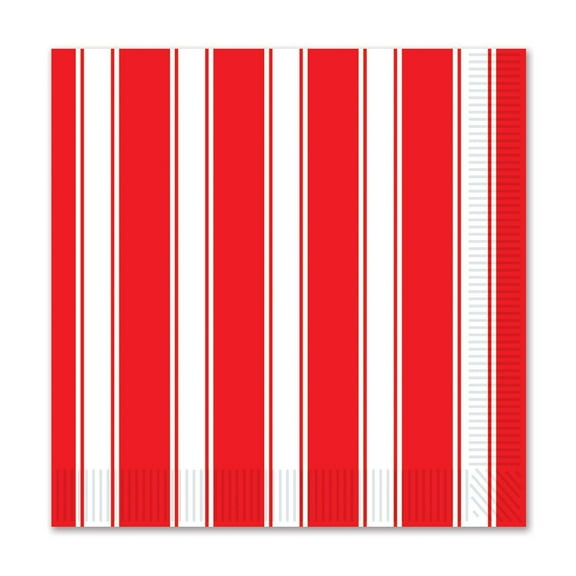 192 Pack Beistle Red/White Stripes Party Beverage Napkins