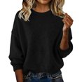 thumbnail image 2 of NTACZA Crewneck Oversized Sweater Women Black Pullover Loose Fitting Sweaters Basic Solid Knit Shirt Ladies Jumper L, 2 of 4