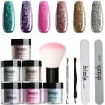 thumbnail image 1 of Nail Dip Powder Pink Gold Glitter 6 Color Set, Drizzle Dip Powder Dip Nail Kit DIY at Home No Light Needed, Without Dip Powder Liquid, 1 of 8