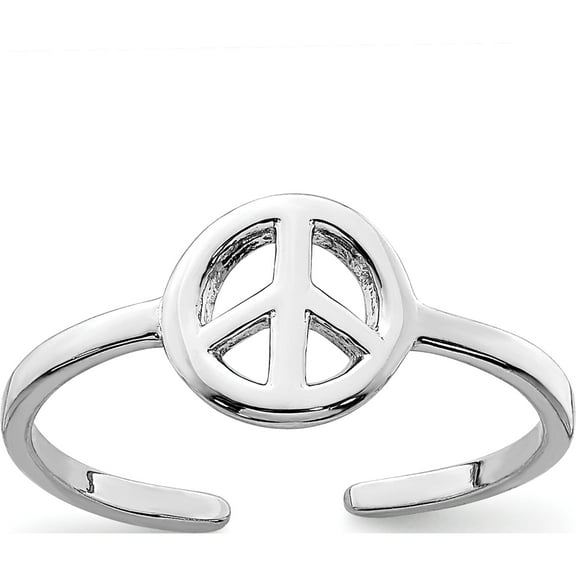 Sterling Silver Rhodium-Plated Peace Sign Toe Ring Made In China qr7161