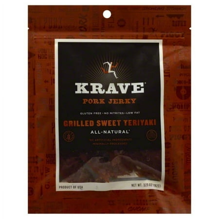 Pure Foods Pork Jerky Grilled Sweet Teriyaki 3.25 Ounces (Case of 8)