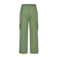 thumbnail image 4 of Wyobmus Men's Cargo Jogger Pants Solid Cotton Casual Multiple Pockets Elastic Waist Long Pants Trousers Green, 4 of 5