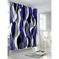 thumbnail image 3 of Shower Curtain Purple Black Lines Bathroom Curtains with Hooks, Waterproof Fabric Modern Abstract Stripes Bath Shower Curtains Set for Bathroom Bathtubs Decor 72x72 Inch, 3 of 8