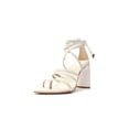 thumbnail image 1 of Schutz Leaf White Multistraps Ankle Lace Up Open Toe Block High Heel Sandals, 1 of 6