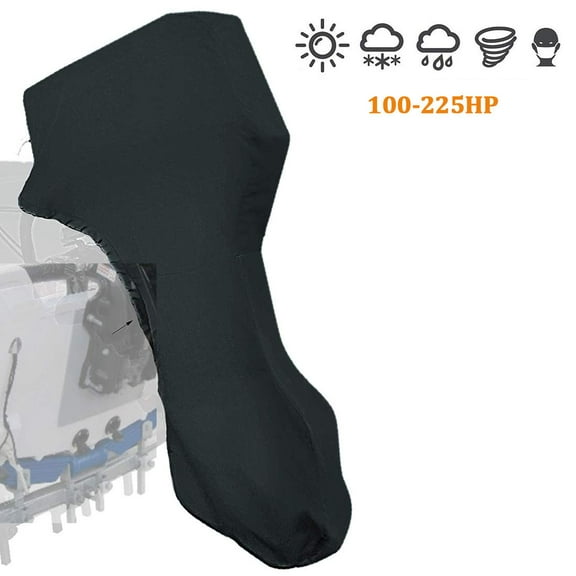Coverify Full Outboard Motor Cover for 100-225 HP Boat Engine Cover Waterproof 600D Oxford Black
