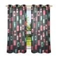 thumbnail image 6 of Yayeee Window Curtains Light Filtering 63"x42" Grommet Panel Pair Home Living Room Decor, Red Block Pattern, 6 of 7