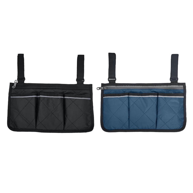 2 Pedazos Bolsa de Ruedas Bolsa Cama Riel Organizador Teléfono Bolsillo Negro + Azul Sunnimix Organizador de bolsa Walker
