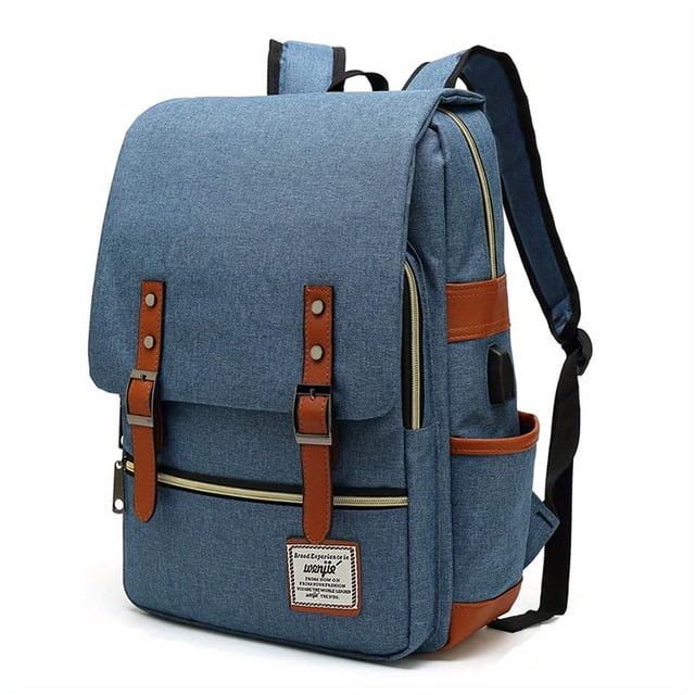 1 Mochila De Nailon Vintage Para Portátil Con Puerto De Carga USB, Mochila De Negocios Delgada Resistente A Desgarros Para Viajes, Universidad, Escuela, Mochila Informal Para Hombres, Mujeres, Se Adap