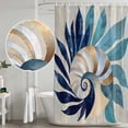 thumbnail image 4 of Navy Blue Teal Coastal Shower Curtain Set - Standard 72" x 72" Washable Bathtub Curtain with 12 Hooks, Abstract Art Nautical Ocean Conch Waterproof Fabric Stall Shower Curtains for Bathroom Décor, 4 of 6