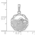 thumbnail image 2 of Finest Gold 14K White Gold Polished Angel & Cherub on Round Scallop Frame Pendant, 2 of 2