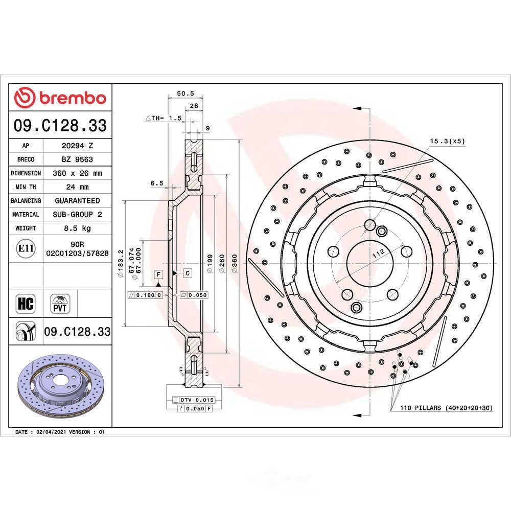 Brembo 09.C128.33 PRIME Disc Brake Rotor