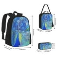 thumbnail image 4 of Naloa Peacock Print Large Capacity Backpack Lunch Bag Pencil Case Combination 3 Piece Set for Student, 4 of 8