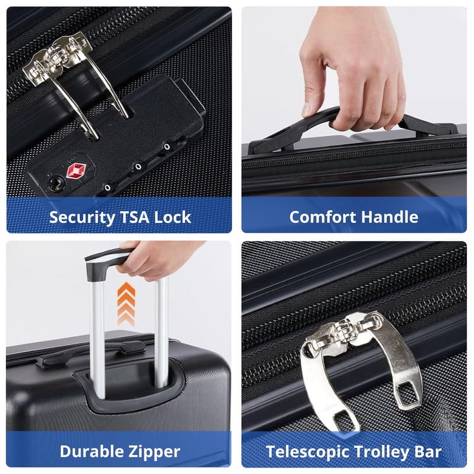 TINKLE WELL Expandable Hardshell Suitcase, 28" Lightweight Carry on Luggage, TSA Lock Hard Shell Luggage with 360° Smooth Spinner Wheels, Black