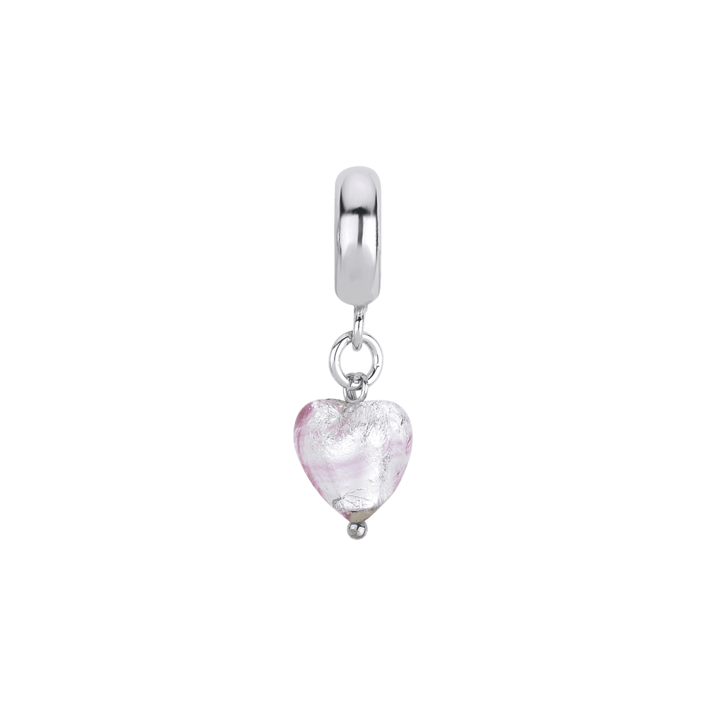 Sterling Silver Jewelry Dangle Beads 9.09 mm 27.27 mm Reflections Pink Heart Italian Murano Dangle Bead Sterling Silver Jewelry Dangle Beads 9.09 mm 27.27 mm Reflections Pink Heart Italian Murano Dangle Bead