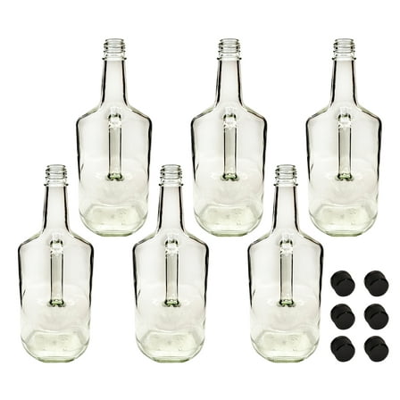 Home Brew Ohio 1.75 Liter Classic Handled Flint Liquor Bottle w 33mm Cap (Set of 6)